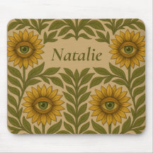Eye Zonnebloem Bloemen Custom Naam Mousepad