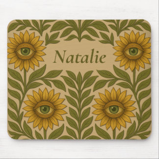 Eye Zonnebloem Bloemen Custom Naam Mousepad Muismat