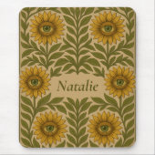Eye Zonnebloem  Bloemen Custom Naam Mousepad Muismat (Voorkant)