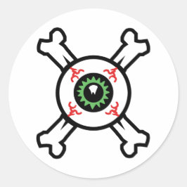 Eyeball and Crossbones for light background Ronde Sticker