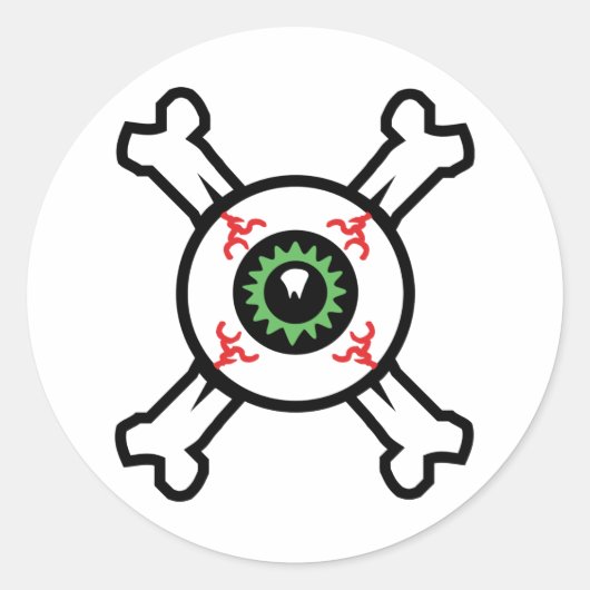 Eyeball and Crossbones for light background Ronde Sticker (Voorkant)