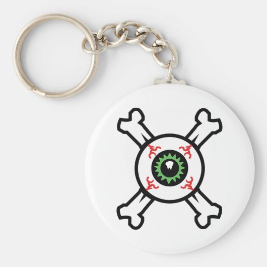 Eyeball and Crossbones for light background Sleutelhanger (Voorkant)