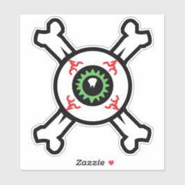 Eyeball and Crossbones (lichte achtergronden) Sticker