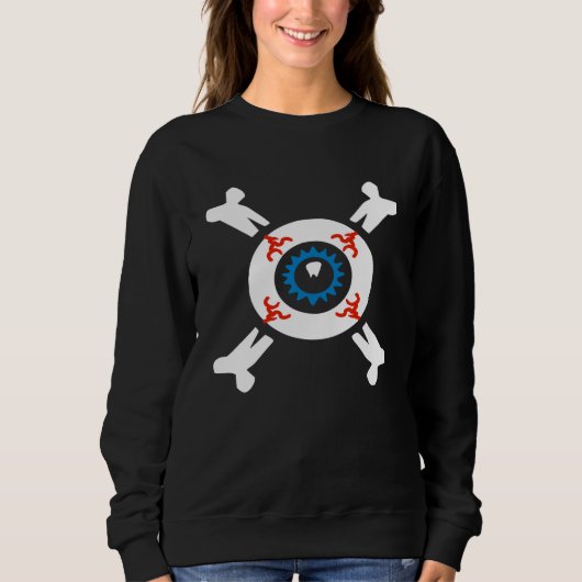 Eyeball-and-crossbones voor donkere shirten trui (Voorkant)