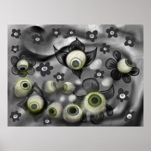 Eyeball Ghosts Creepy Gothic Halloween Art Poster (Voorkant)
