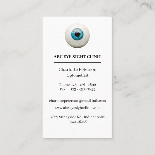 Eyeball Oftalmoloog — Optometrist Visitekaartje (Voorkant)