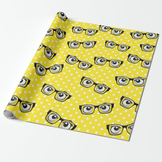 Eyebollen en glazen op poka Dots Wrapping Paper Cadeaupapier (Uitgerold)