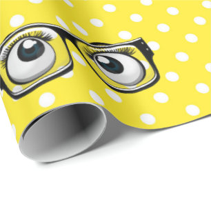 Eyebollen en glazen op poka Dots Wrapping Paper Cadeaupapier