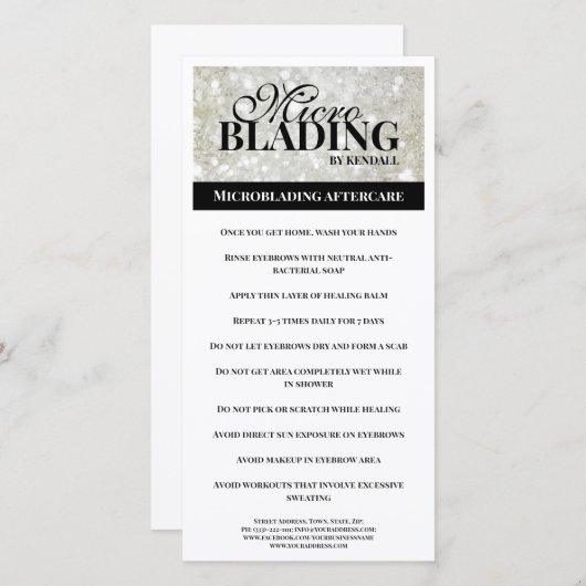 Eyebrow Aftercare Simple Black Platina Instruction Bedankkaart (Voorkant / Achterkant)