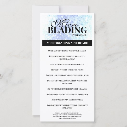 Eyebrow Aftercare Simple Black White Instruction Bedankkaart (Voorkant)