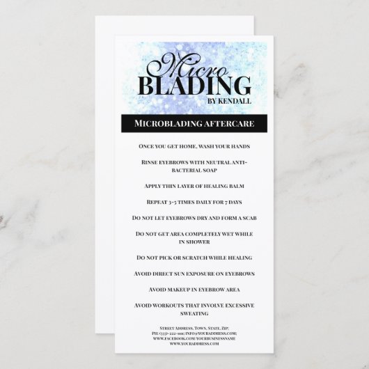 Eyebrow Aftercare Simple Black White Instruction Bedankkaart (Voorkant / Achterkant)