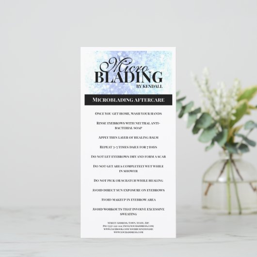 Eyebrow Aftercare Simple Black White Instruction Bedankkaart (Staand voorkant)