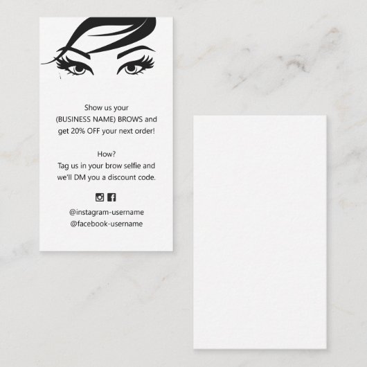 Eyebrow en Lash Extension Coupon Korting Visitekaartje (Voorkant / Achterkant)