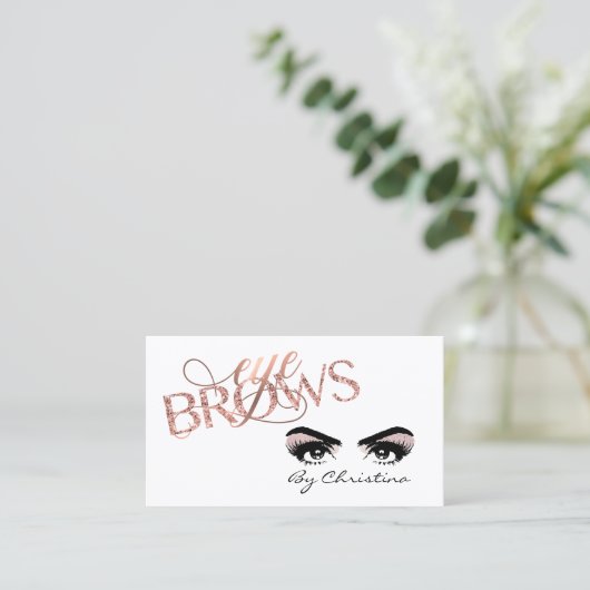 Eyebrow Eye Roos Gold Threading Microblading Visitekaartje (Staand voorkant)