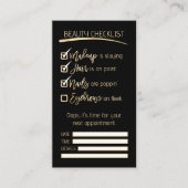 Eyebrow Gold Black Beauty Checklist Business Logo Afsprakenkaartje (Voorkant)