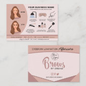 Eyebrow laminaat Instructies voor nazorg Visitekaartje (Voorkant / Achterkant)