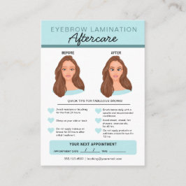 Eyebrow laminaat Instructies voor nazorg Visitekaartje