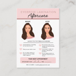 Eyebrow laminaat Instructies voor nazorg Visitekaartje