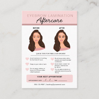 Eyebrow laminaat Instructies voor nazorg Visitekaartje