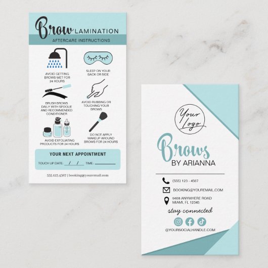 Eyebrow Lamination Instructions Business Visitekaartje (Voorkant / Achterkant)