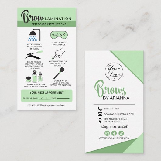 Eyebrow Lamination Instructions Business Visitekaartje (Voorkant / Achterkant)