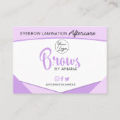 Eyebrow Lamination Instructions Business Visitekaartje (Achterkant)