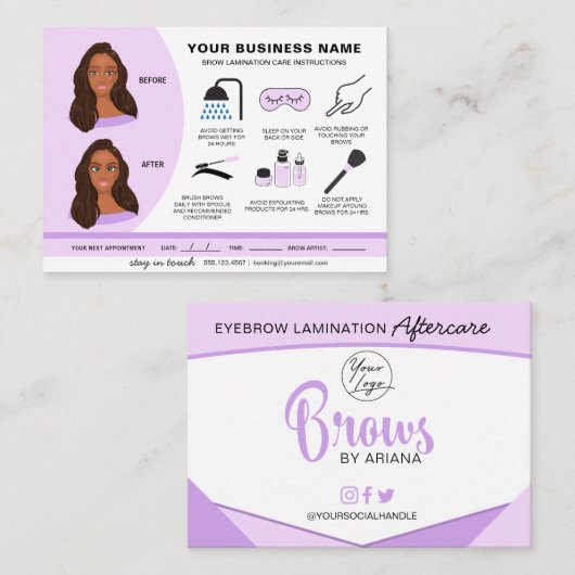 Eyebrow Lamination Instructions Business Visitekaartje (Voorkant / Achterkant)