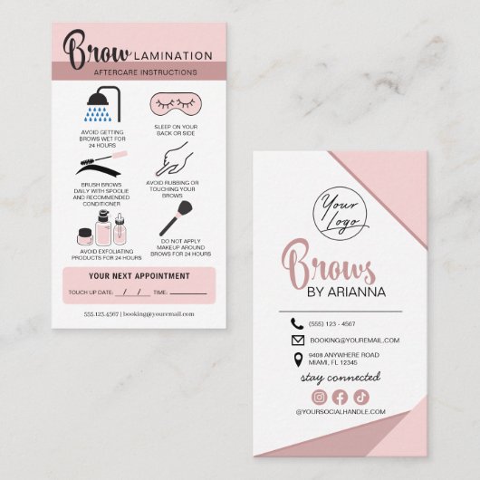 Eyebrow Lamination Instructions Business Visitekaartje (Voorkant / Achterkant)