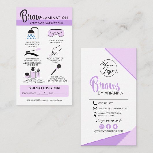 Eyebrow Lamination Instructions Business Visitekaartje (Voorkant / Achterkant)