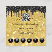 Eyebrow Lash Black Drivers 6 Punten QR Code Gold Vierkante Visitekaartje (Achterkant)