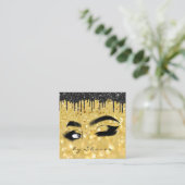 Eyebrow Lash Black Drivers 6 Punten QR Code Gold Vierkante Visitekaartje (Staand voorkant)
