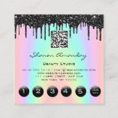 Eyebrow Lash Black Drivers 6 Punten QR Code Logo Vierkante Visitekaartje (Achterkant)