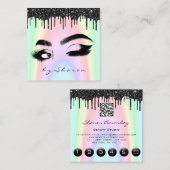 Eyebrow Lash Black Drivers 6 Punts QR Code Roze Vierkante Visitekaartje (Voorkant / Achterkant)