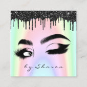 Eyebrow Lash Black Drivers 6 Punts QR Code Roze Vierkante Visitekaartje (Voorkant)