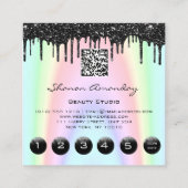 Eyebrow Lash Black Drivers 6 Punts QR Code Roze Vierkante Visitekaartje (Achterkant)