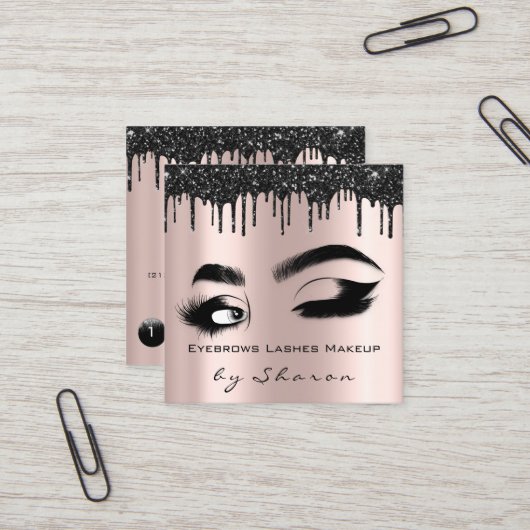 Eyebrow Lash Roos Drift 6 Punts QR Code Logo Vierkante Visitekaartje (Voorkant / Achterkant in situ)