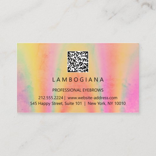 Eyebrow Logo Microblading Gold Holograaf QR-code Visitekaartje (Achterkant)