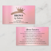 Eyebrow Micorblade Logo Aftercare Crown Pink Rose Visitekaartje (Voorkant / Achterkant)