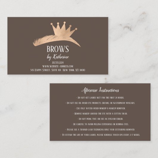 Eyebrow Micorblading Aftercare Crown Roos Visitekaartje (Voorkant / Achterkant)