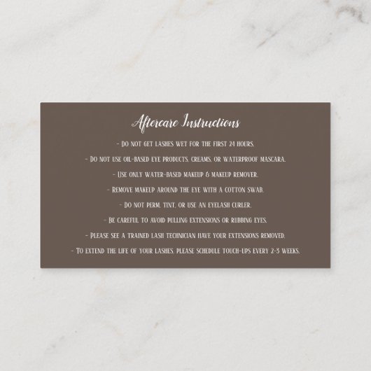 Eyebrow Micorblading Aftercare Crown Roos Visitekaartje (Achterkant)