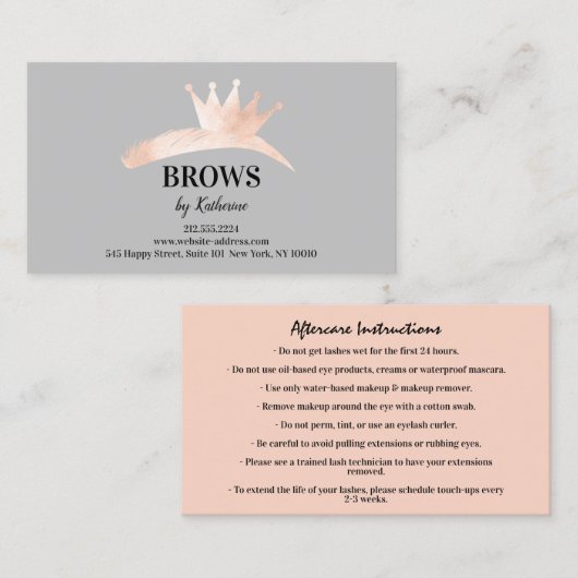 Eyebrow Micorblading Logo Aftercare Instruction Visitekaartje (Voorkant / Achterkant)