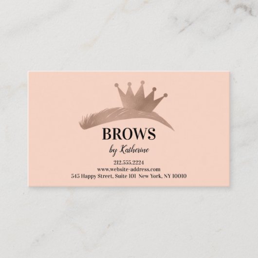 Eyebrow Micorblading Logo Aftercare Roos Crown Visitekaartje (Voorkant)