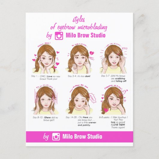 Eyebrow Microbalding Aftercare Instruction Pin Flyer (Voorkant)