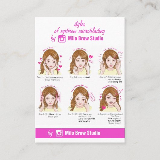 Eyebrow Microbalding Aftercare Instruction Pin Visitekaartje (Voorkant)
