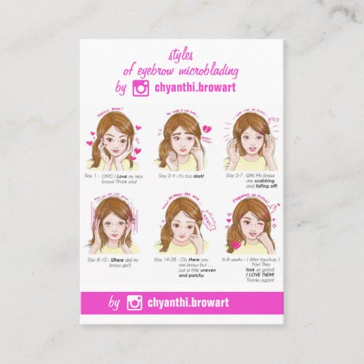 Eyebrow Microbalding Aftercare Instructions Pi Visitekaartje (Voorkant)
