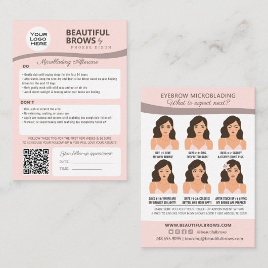 Eyebrow Microblading Aftercare & Appointment Visitekaartje (Voorkant / Achterkant)