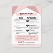 Eyebrow Microblading Aftercare Instructies Visitekaartje (Achterkant)