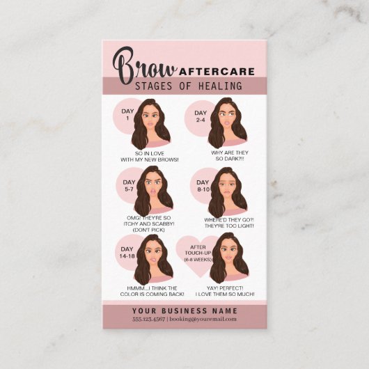 Eyebrow Microblading Aftercare Instructies Visitekaartje (Voorkant)