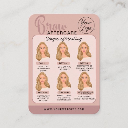 Eyebrow Microblading Aftercare Instructies Visitekaartje (Voorkant)