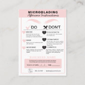 Eyebrow Microblading Aftercare Instructies Visitekaartje (Achterkant)